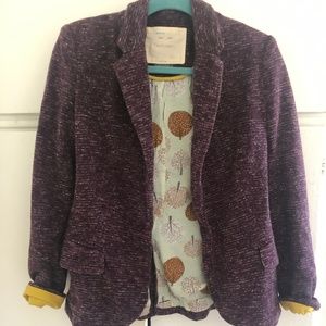 Anthropologie Cartonnier Knit Blazer Purple